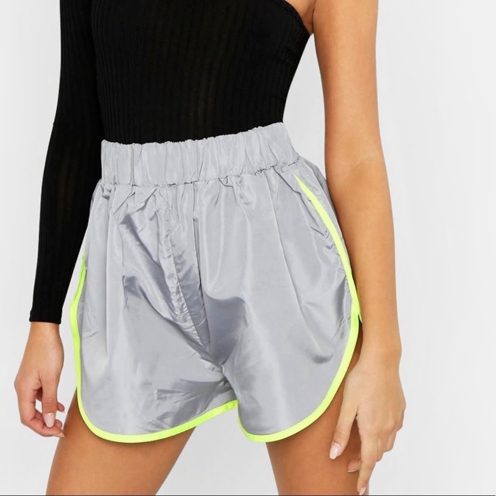 Revamped Shell Suit Piping Reflective Biking Running Active Shorts Size: XS